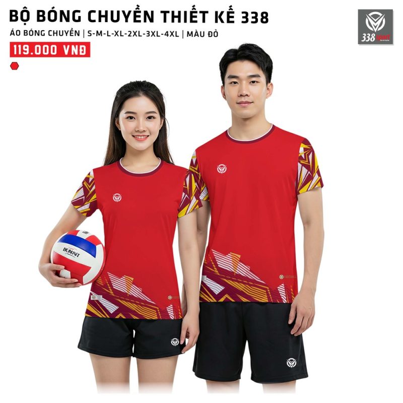 Áo Bóng Chuyền Thiết Kế 338sport Nam Nữ Màu Đỏ Đẹp