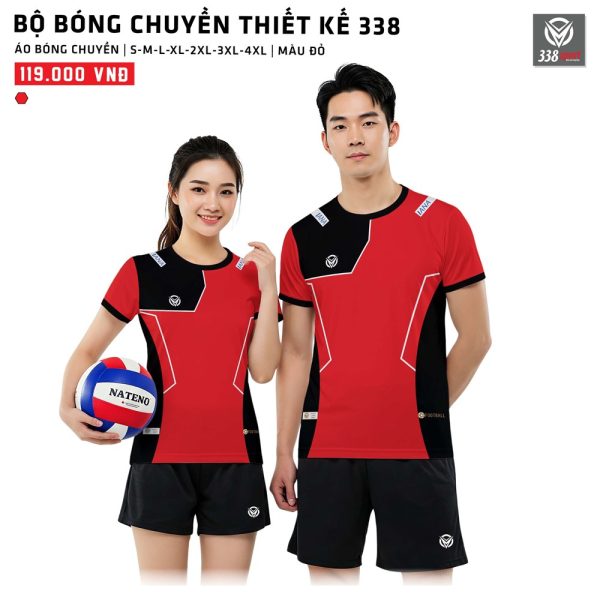 May Áo Bóng Chuyền Thiết Kế Màu Đỏ Độc Đáo