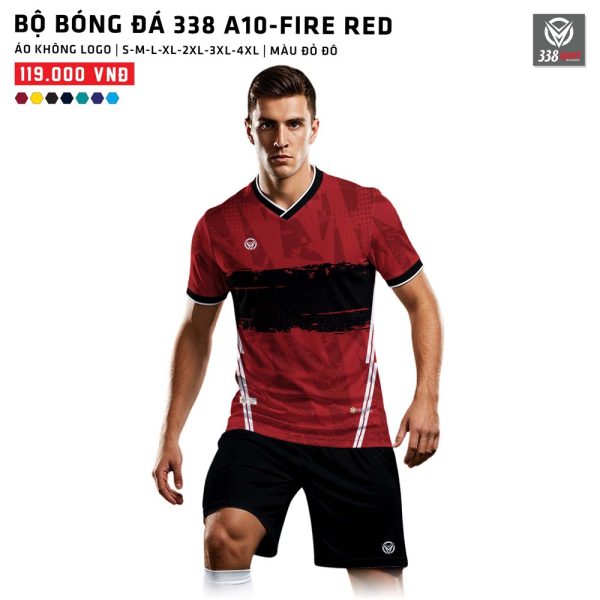 Áo Bóng Đá Không Logo 338-A10-FIRE RED Thiết Kế