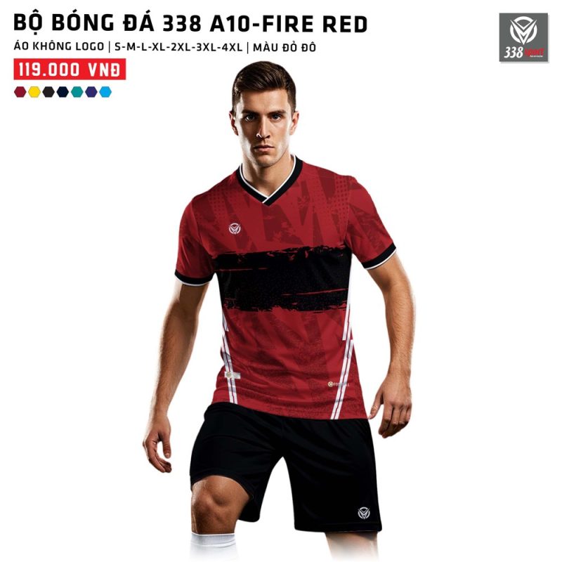 Áo Bóng Đá Không Logo 338-A10-FIRE RED Thiết Kế