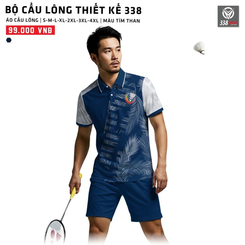 May Áo Cầu Lông Màu Tím Than Dòng Vải Cao Cấp