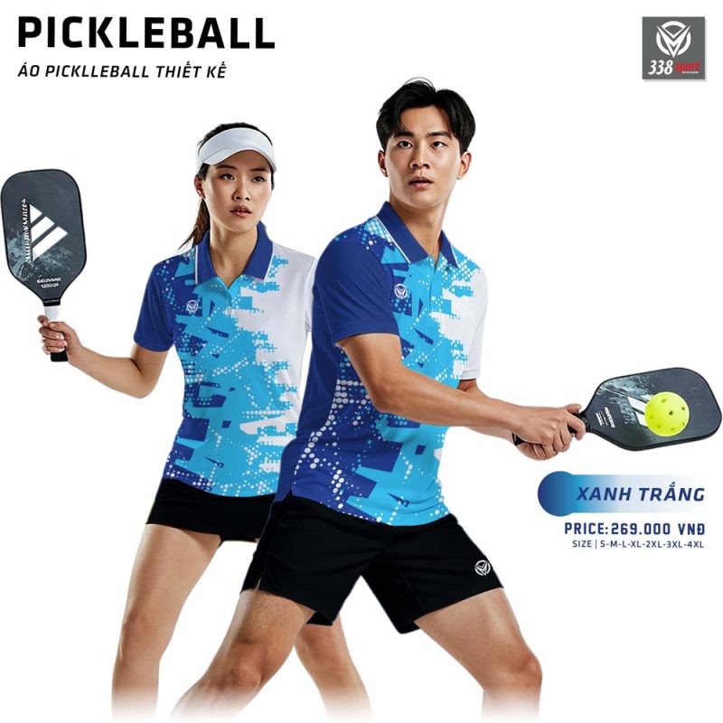 Thiết Kế Áo Pickleball Màu Xanh Trắng Bắt Mắt 2025