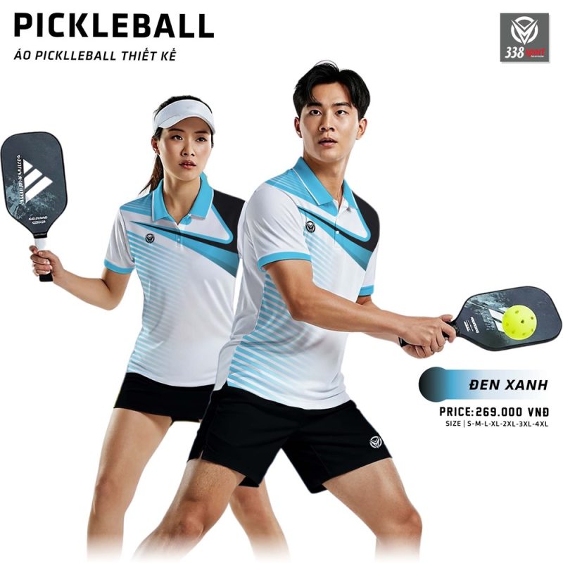 Thiết Kế Áo Pickleball Màu Đen Xanh Cho Giải Đấu Phong Trào