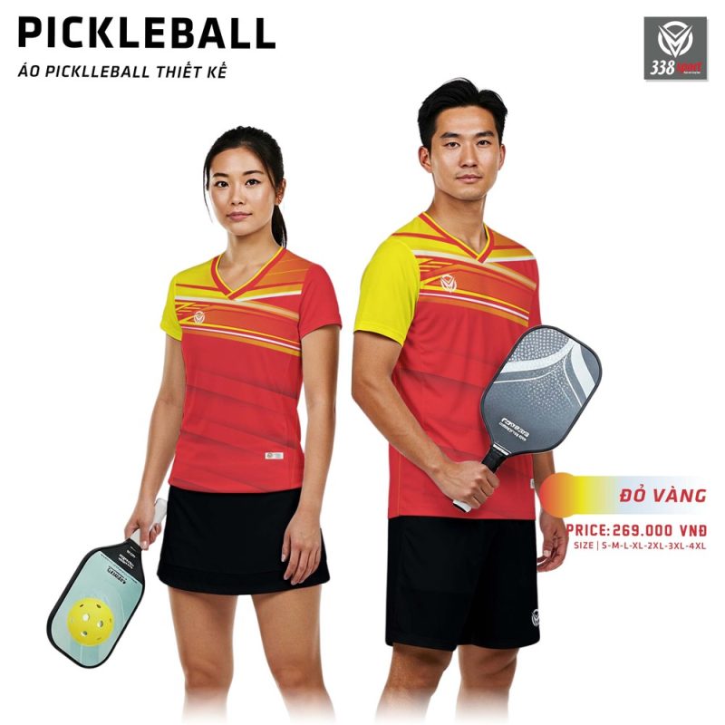 Sản Xuất Và Thiết Kế Áo Pickleball Màu Đỏ Vàng Đẹp