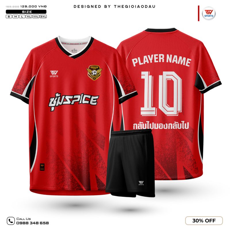 Áo Bóng Đá Đỏ Rực Năng Động - Mã 08