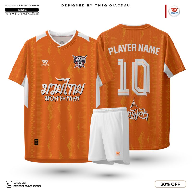 Áo thể thao nam màu cam phối trắng họa tiết Thái Lan - Năng động & cá tính
