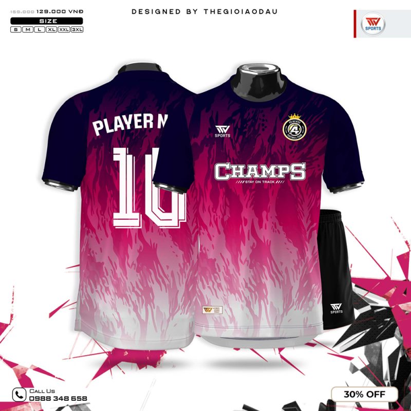 Áo Bóng Đá CHAMPS Đỏ Hồng Gradient Năng Động