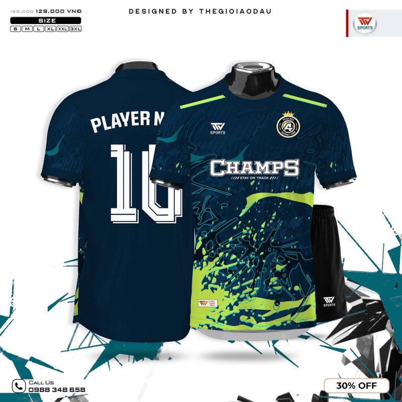 Áo Đấu Thiết Kế Màu Xanh Navy CHAMPS - Năng Động & Cá Tính