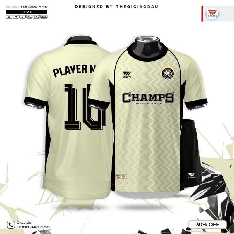 Áo Thể Thao Màu Kem Phối Đen - Thiết Kế Hiện Đại, Cá Tính