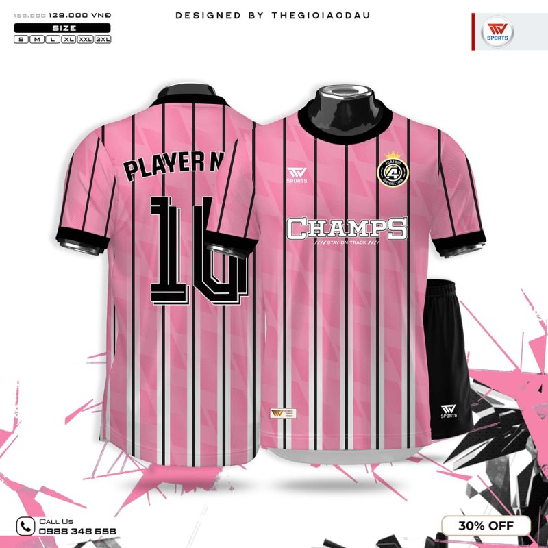 Áo Thể Thao Hồng Pastel Thiết Kế Hình Học CHAMPS