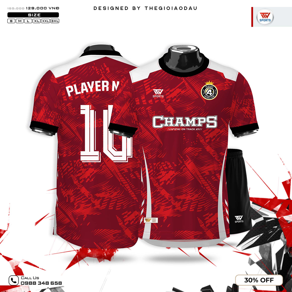 Đồng phục đá banh màu đỏ đô cho học sinh sinh viên, thiết kế thể thao chuyên dụng