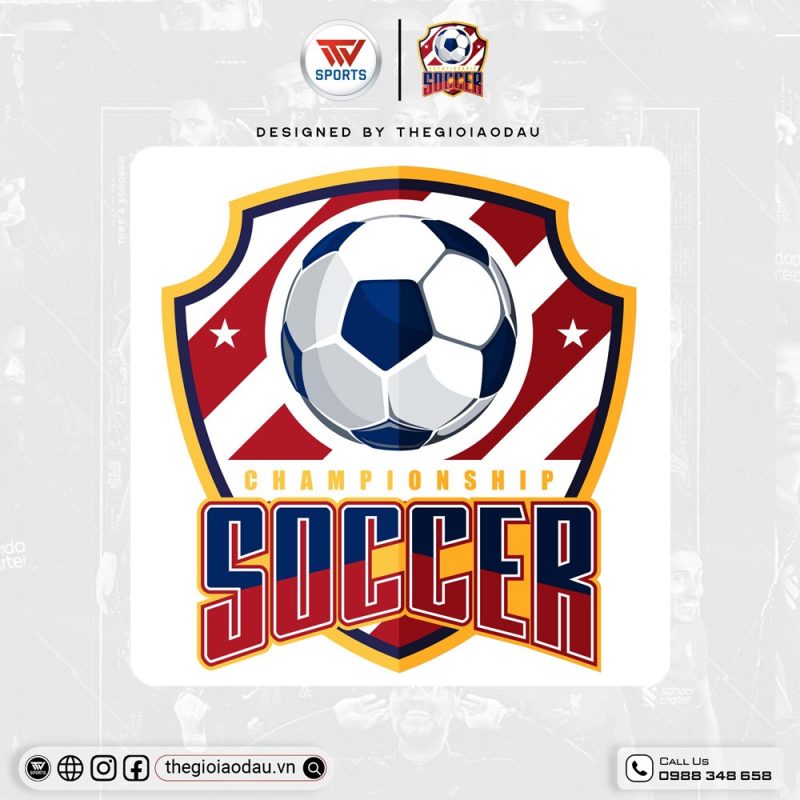 Logo Giải Đấu Bóng Đá - Tông Đỏ Xanh Dương Nổi Bật