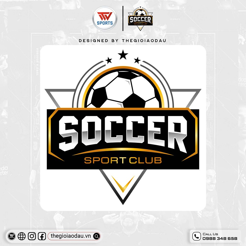 Logo SOCCER SPORT CLUB màu đen vàng cam phong cách thể thao