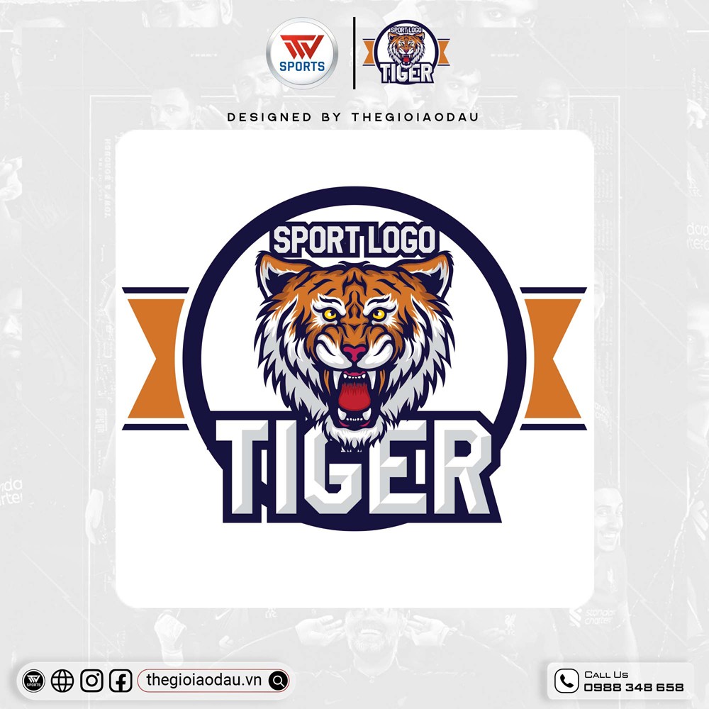 Logo Tiger Sports màu cam năng động phù hợp cho áo đấu
