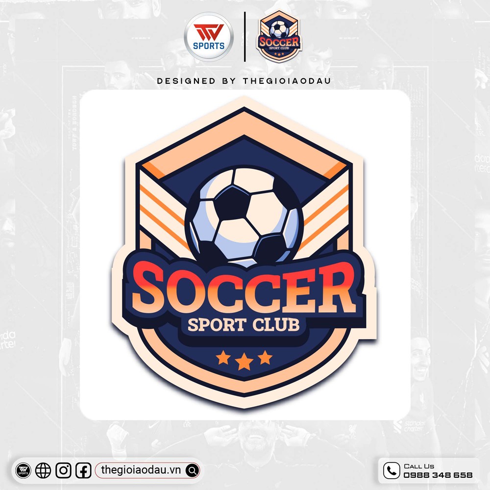 Logo áo đấu xanh navy cam năng động - mẫu 09