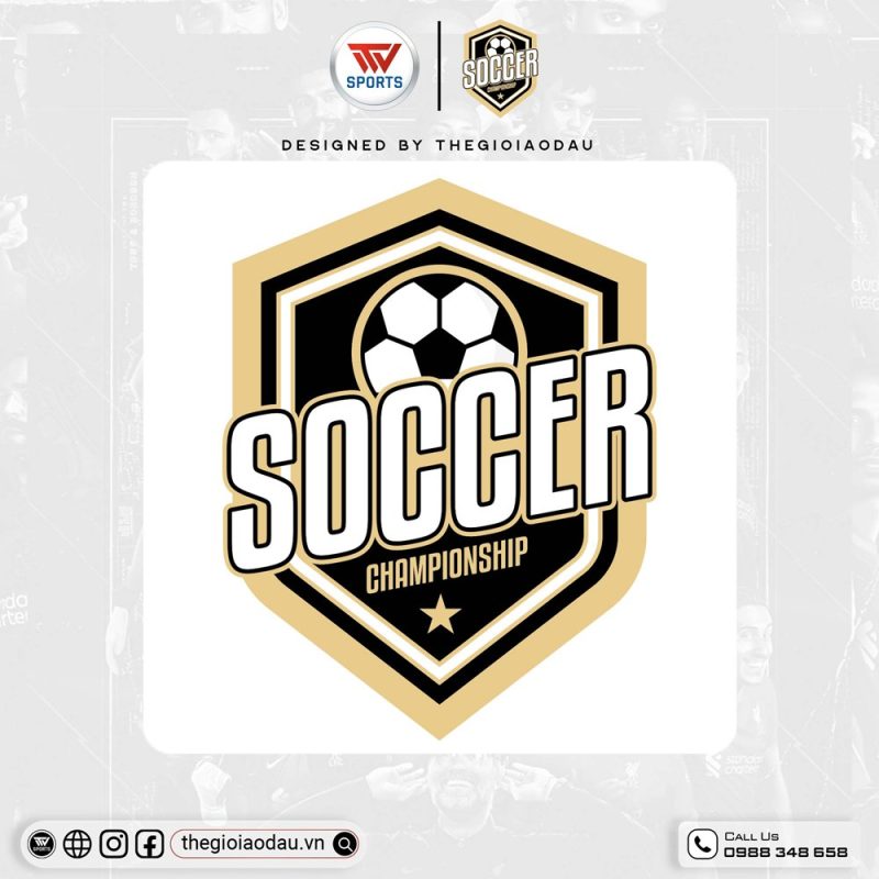 Logo Áo Đấu Soccer Championship - Tông Đen Trắng Vàng Cát