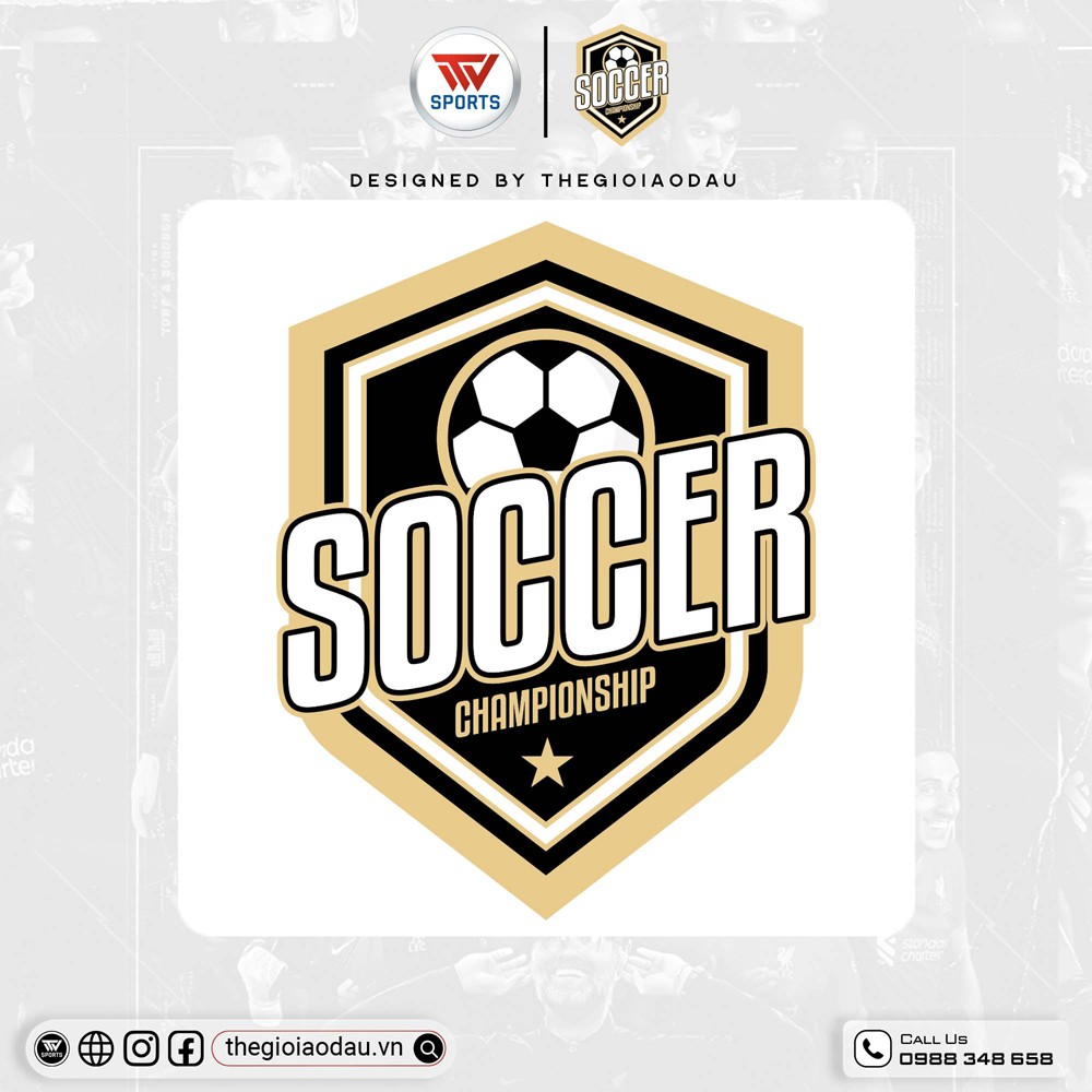 Logo áo đấu Soccer Championship màu đen trắng vàng cát