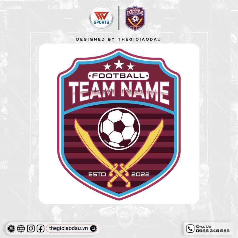 Logo Thể Thao Màu Đỏ Rượu & Xanh Ngọc - Mẫu 13 Năng Động & Chuyên Nghiệp