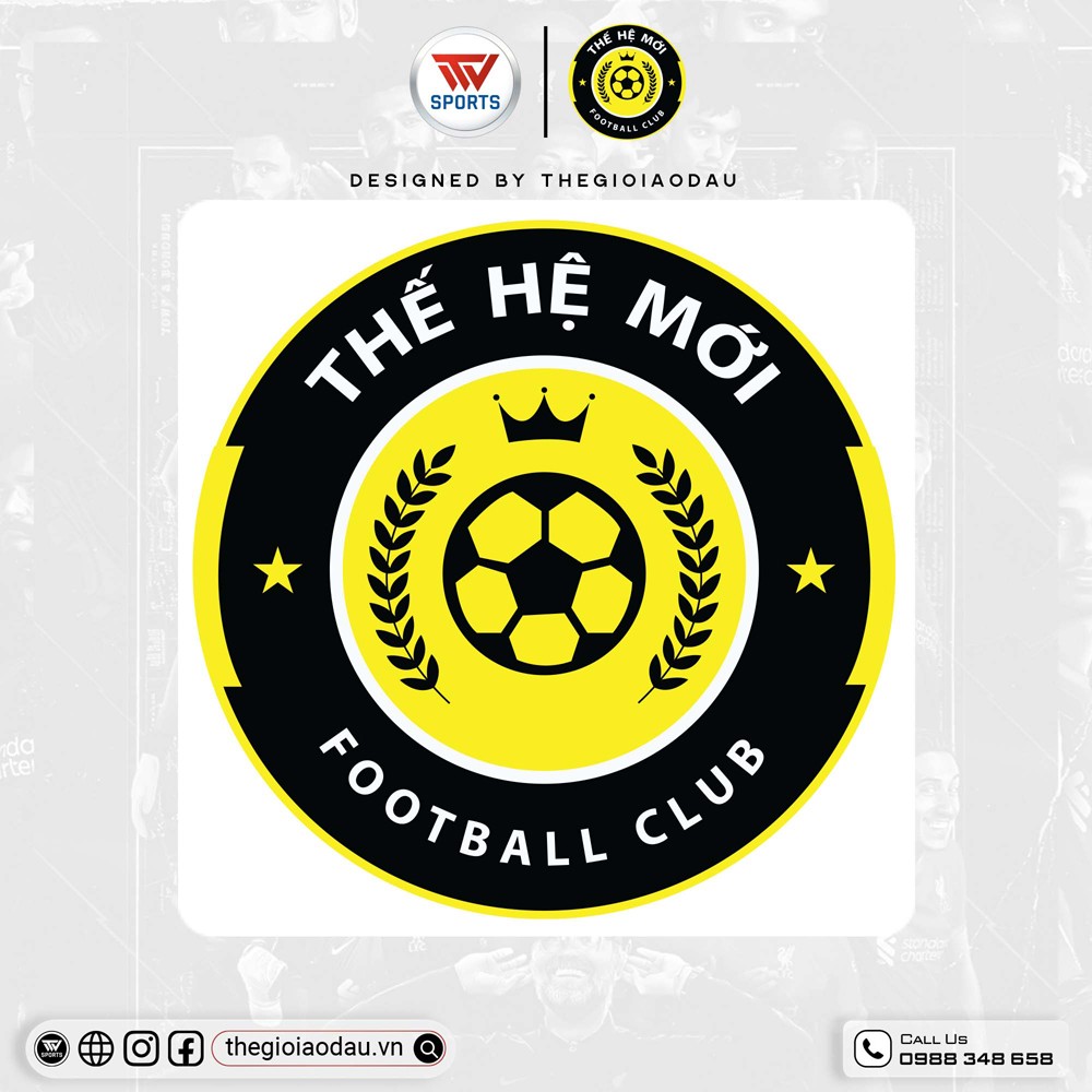 Logo Thế Hệ Mới Football Club tông vàng đen hiện đại