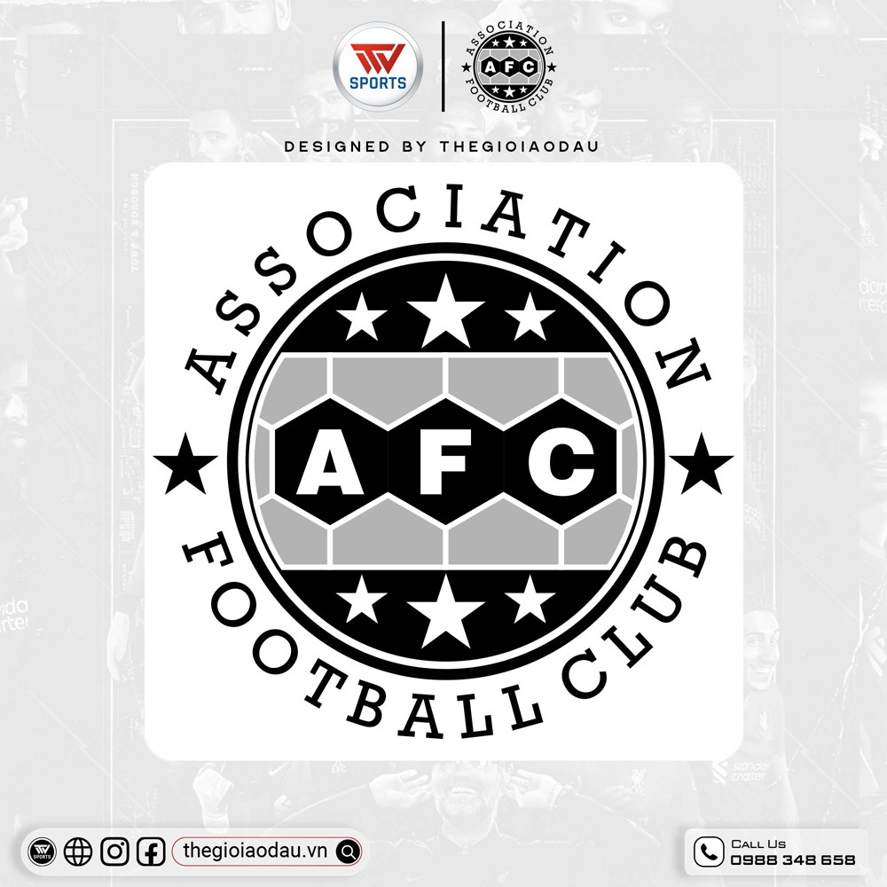 Logo bóng đá AFC phối màu Đen Trắng Xám chuyên nghiệp
