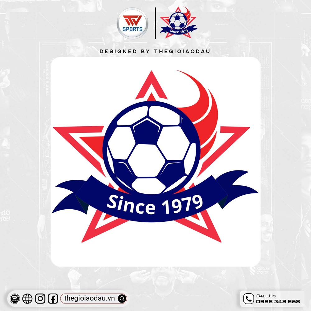 Logo đồng phục thể thao màu xanh dương và đỏ dạng vector sắc nét