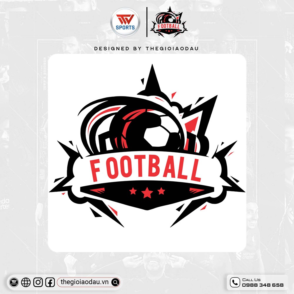 Logo áo đấu bóng đá màu đỏ đen cá tính, năng động, nổi bật