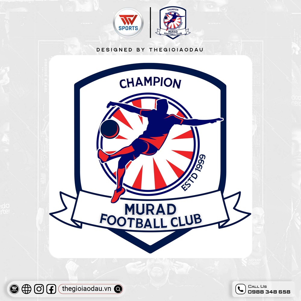Logo Áo Đấu Murad Football Club màu xanh navy đỏ nổi bật