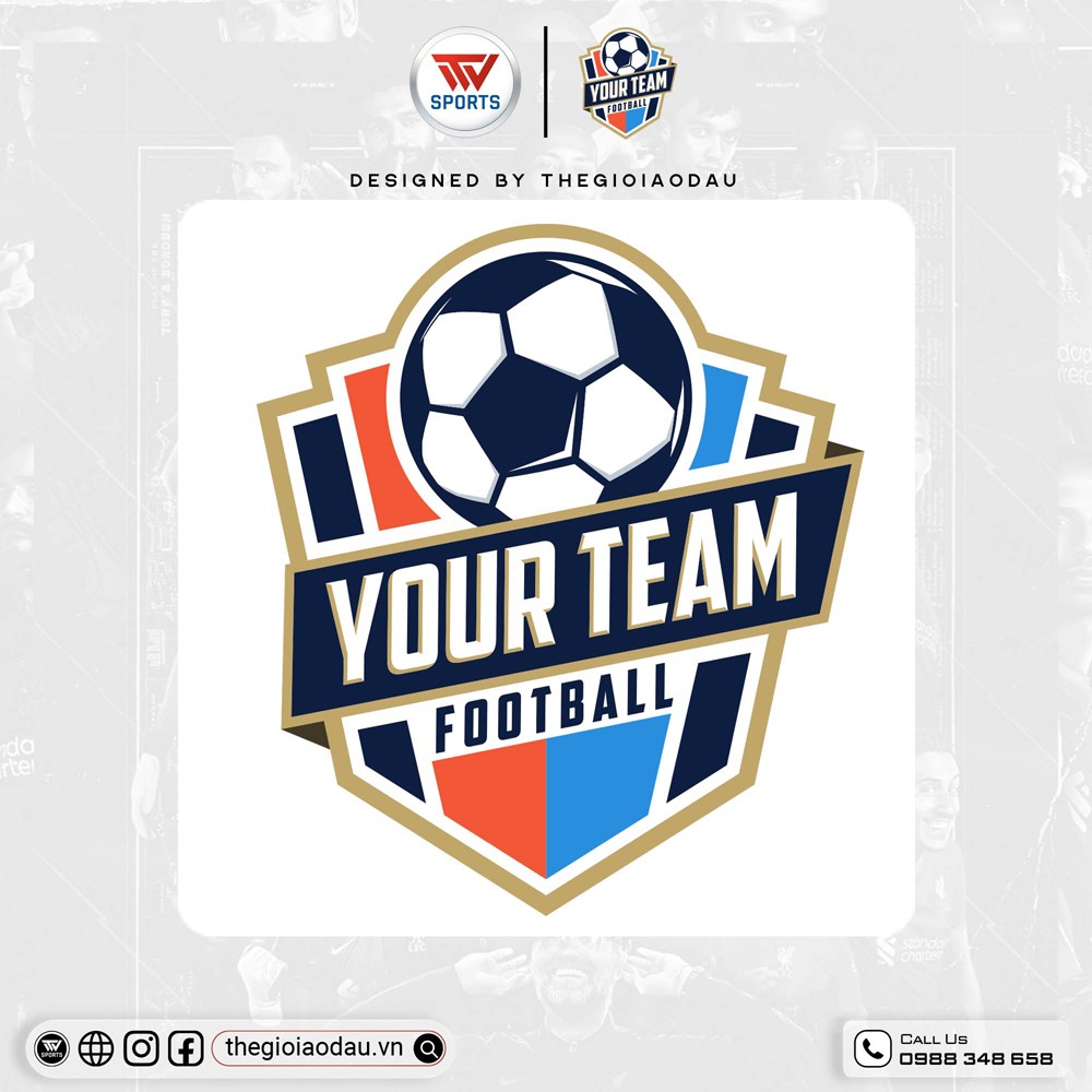 Logo đội bóng Your Team Football tông xanh navy đẳng cấp