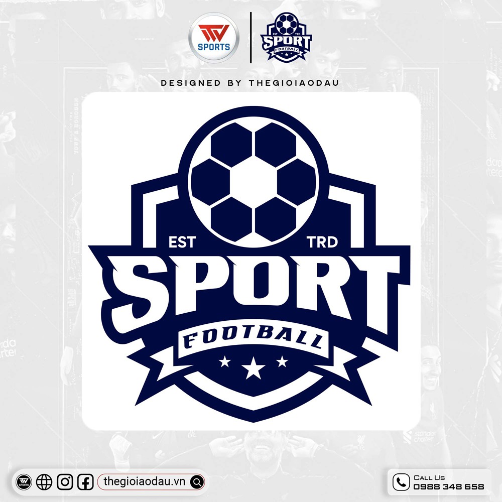 Logo áo đấu màu xanh navy – thiết kế mạnh mẽ, tối giản cho thể thao bóng đá