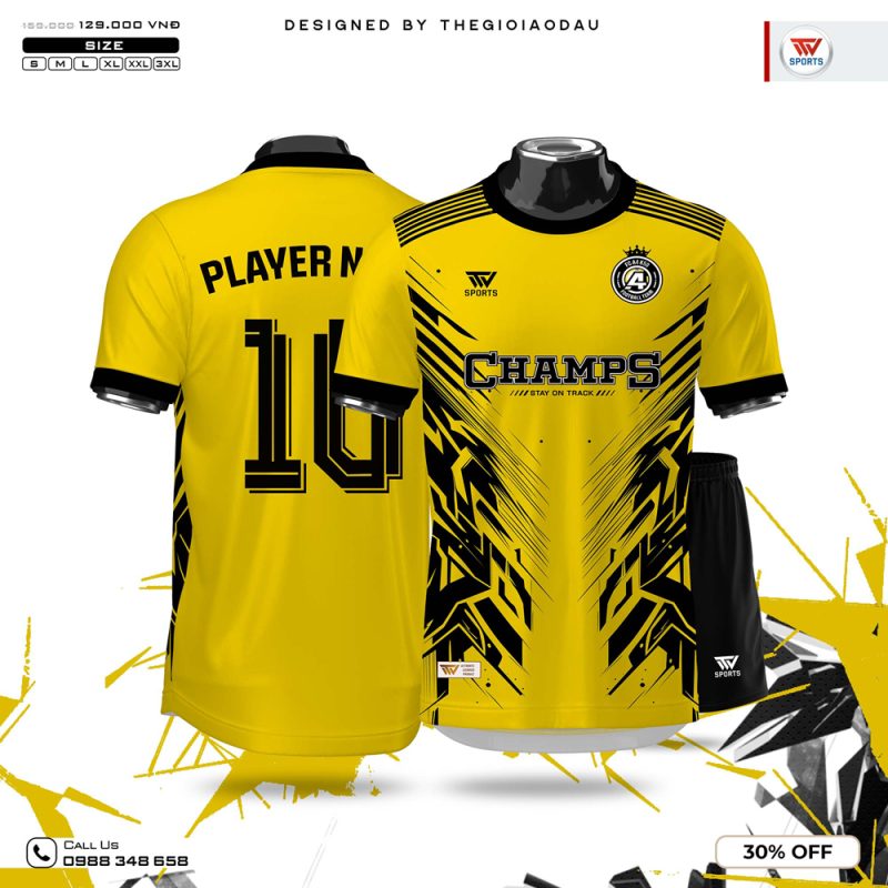 Áo Bóng Đá CHAMPS Vàng Neon - Đen Cá Tính